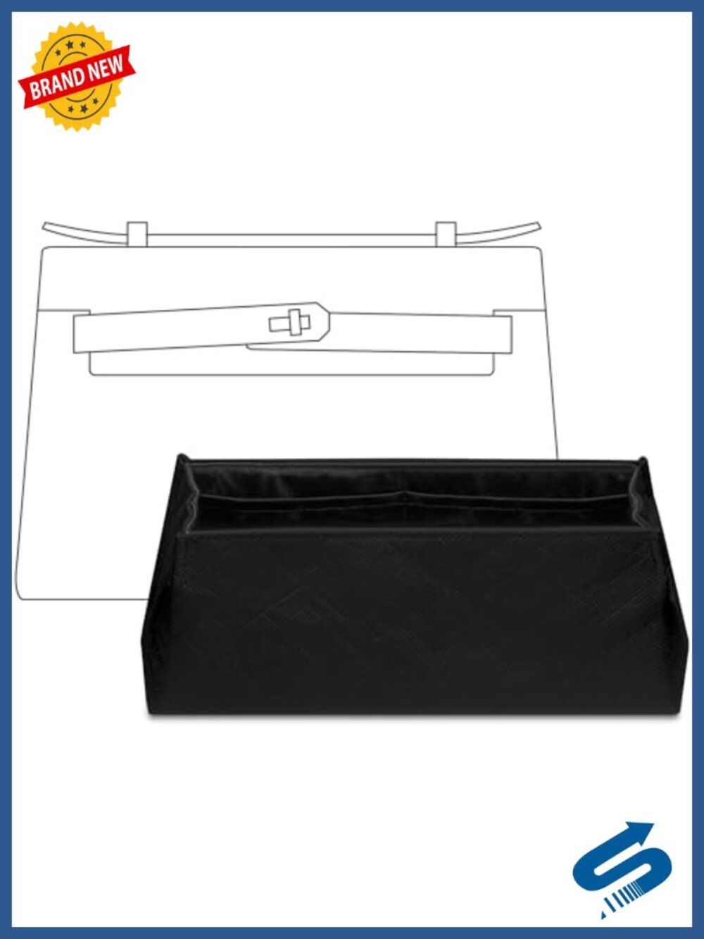 Custom Fit Handbag Insert for Kelly Mini, Premium Matte Black Water-Resistant